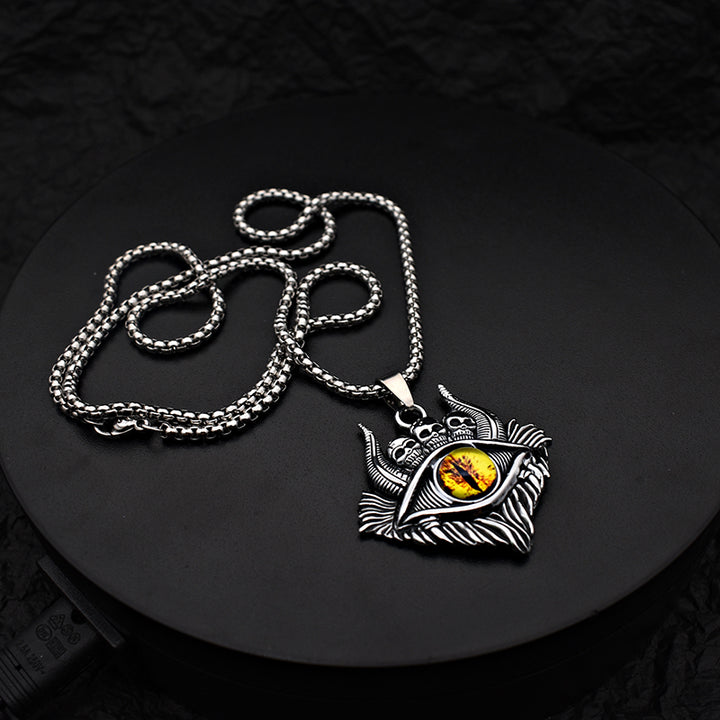 Vintage Evil Eye Skull Necklace