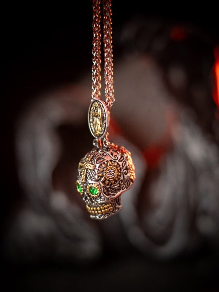 Green Eyes Skull Pendant Necklace