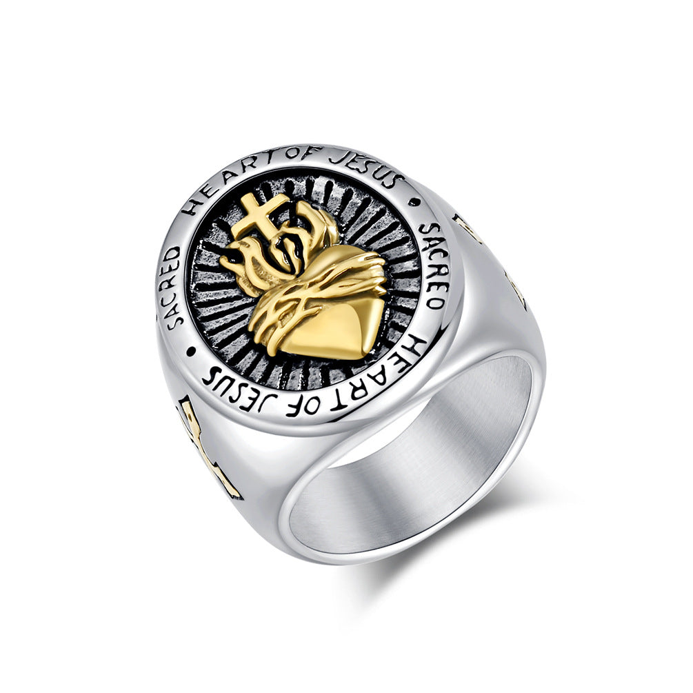 Sacred Heart of Jesus Cross Ring
