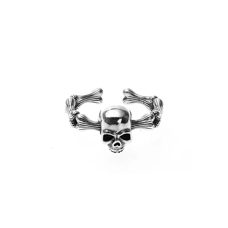 Silver Skull Bones Ring