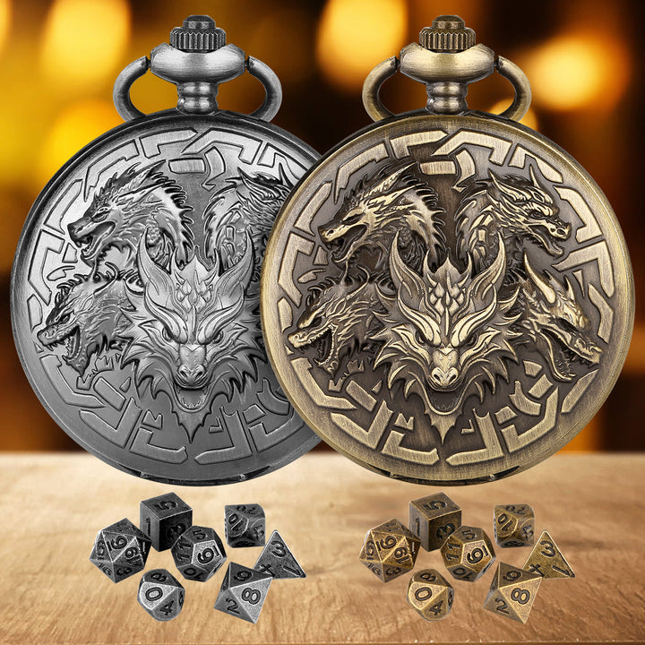 Dragon-Shaped D&amp;D Style Pocket Watch Dice Set 