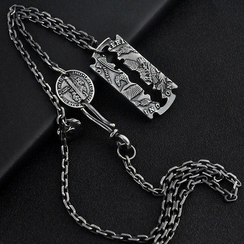 Morgan Silver Coin Blade Pendant Necklace