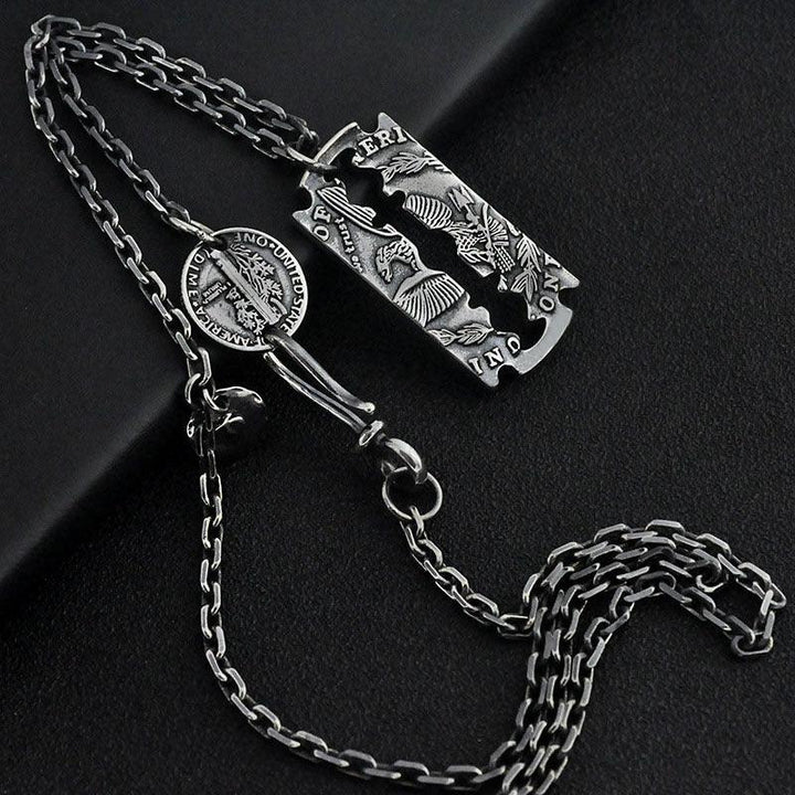 Morgan Silver Coin Blade Pendant Necklace