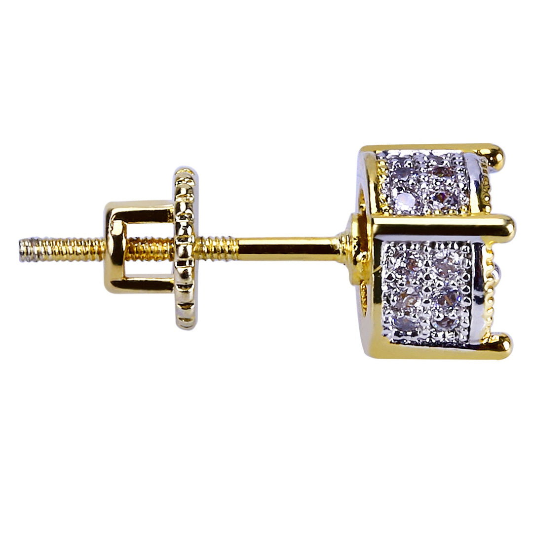 Round two-color full diamond stud earrings