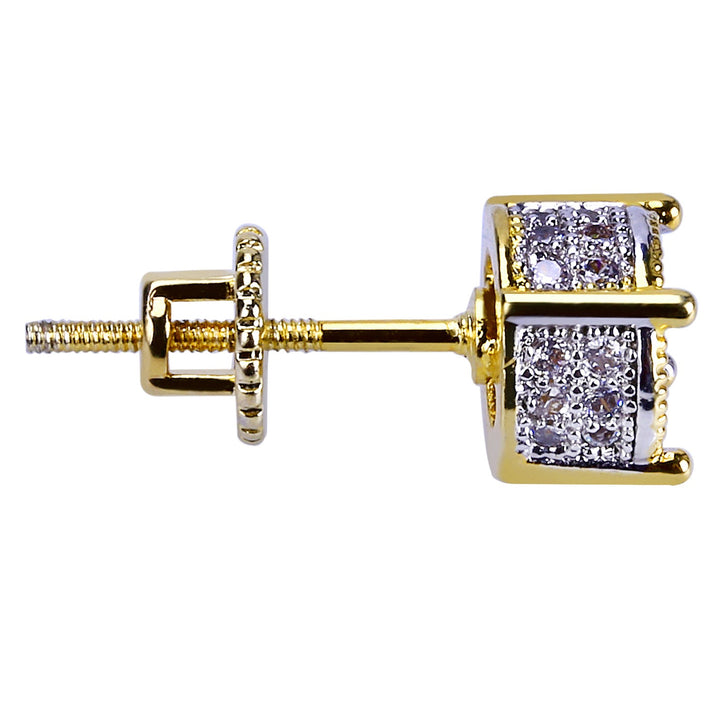 Round two-color full diamond stud earrings