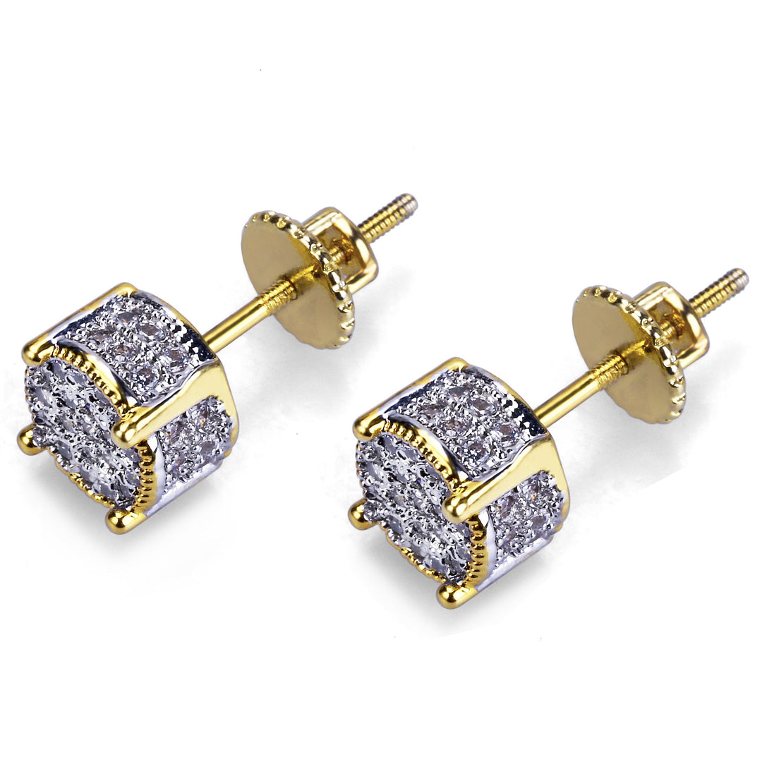 Round two-color full diamond stud earrings