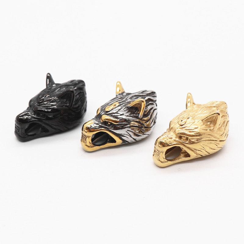 King Chain With Wolf Heads &amp; Mjolnir Pendant