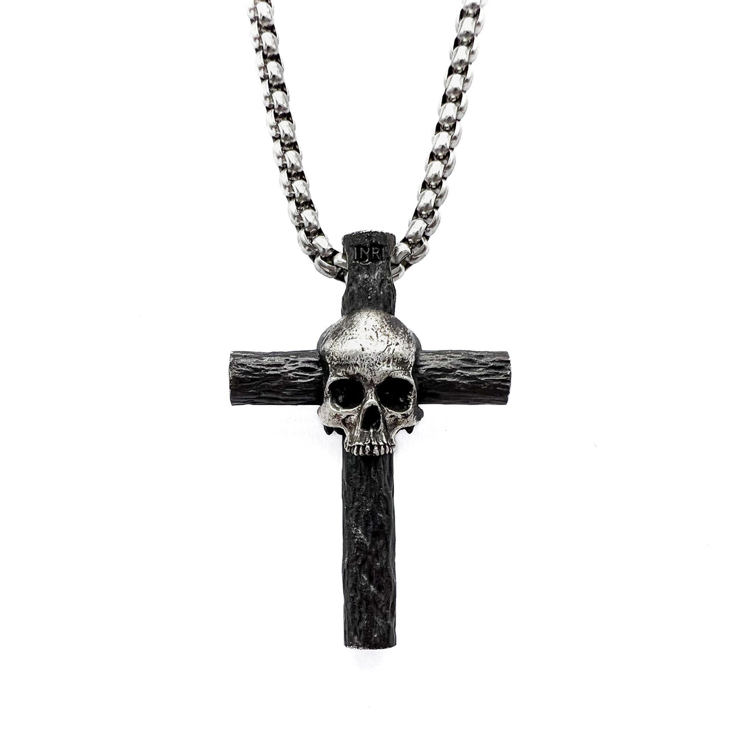 Skeleton Stake Cross Necklace