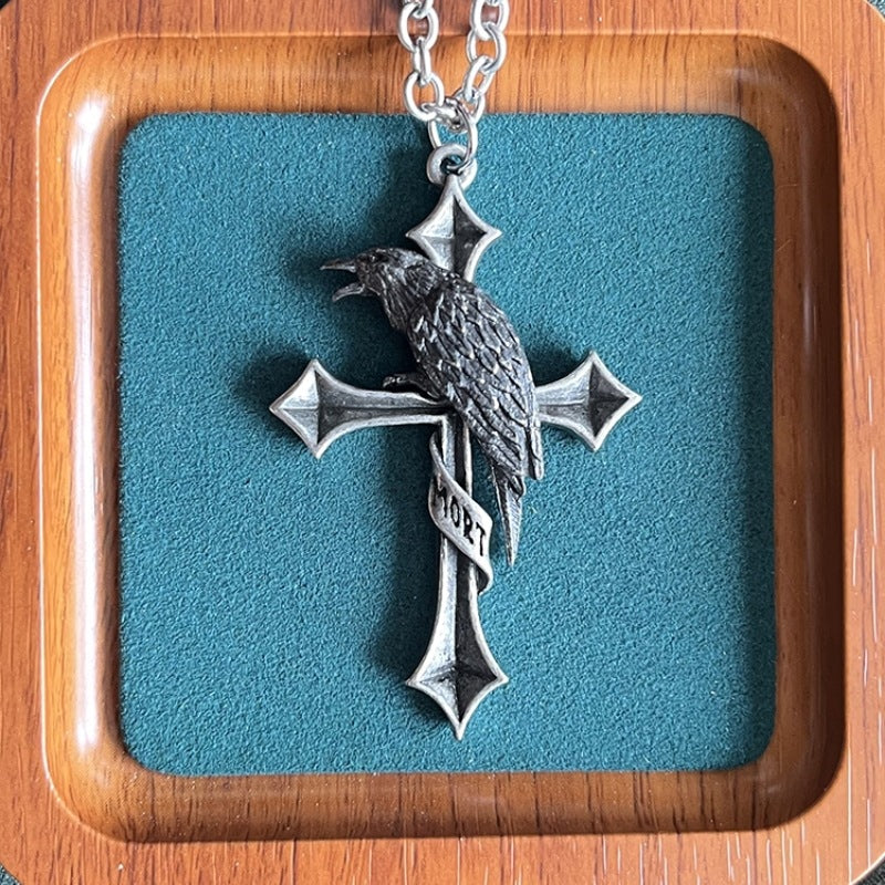 Crow Cross Necklace