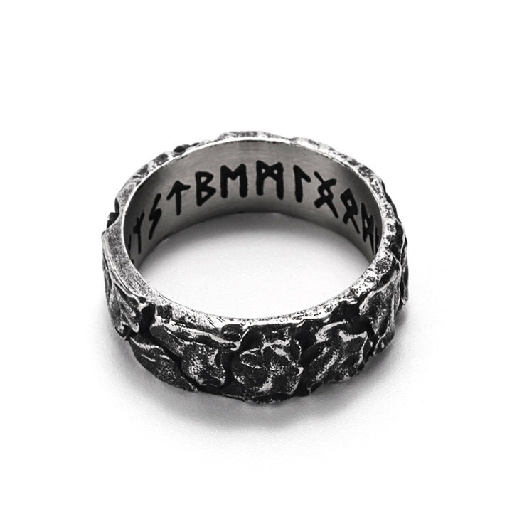 Vintage Hammered-Finish Rune Ring