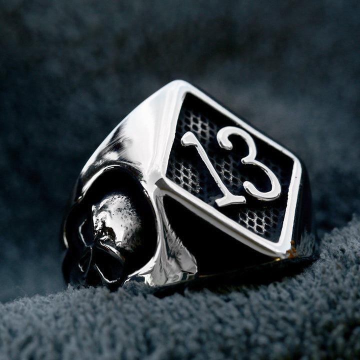 Lucky Number 13 Skull Ring