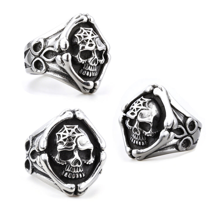 Retro motorcycle Death skull ring