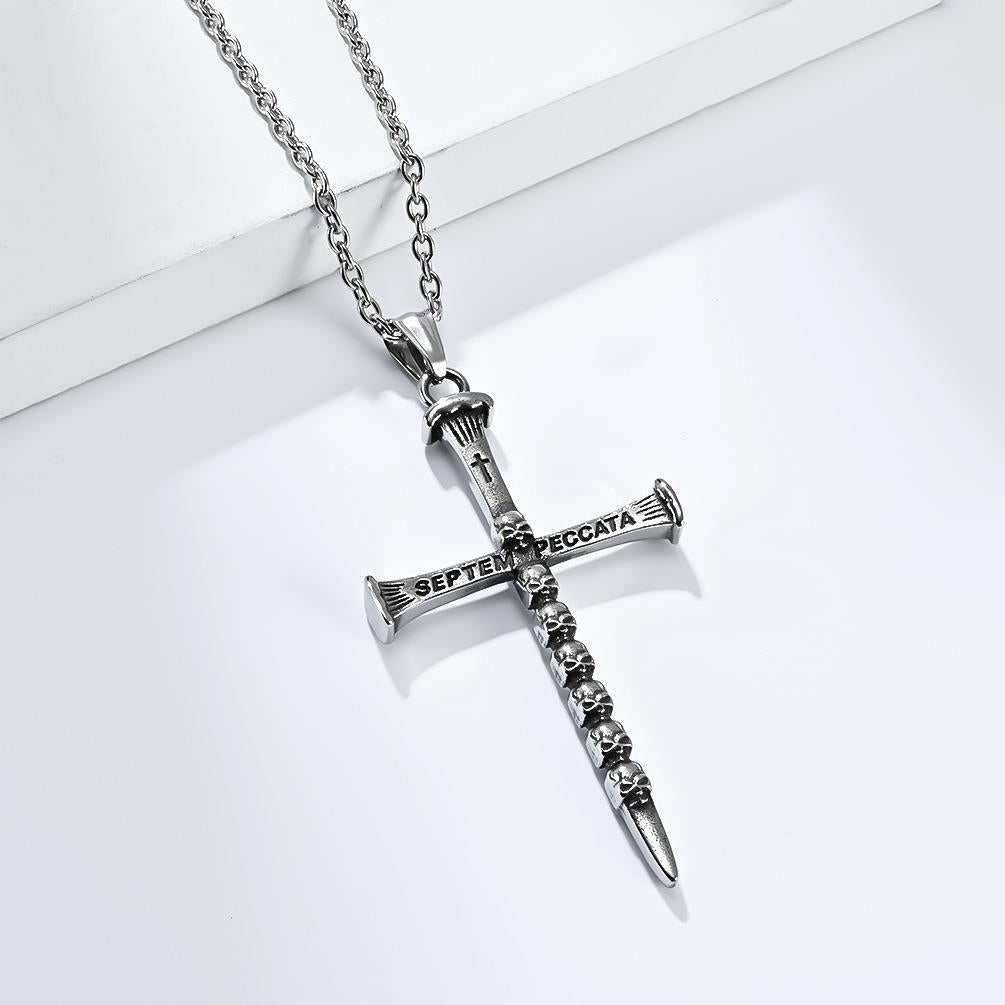 Dark style skull cross necklace