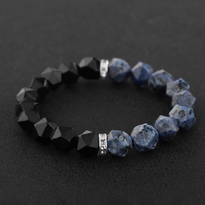 Black agate blue line stone Poseidon bracelet