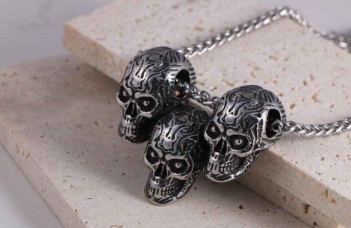 Vintage Multi Skull Pendant Necklace