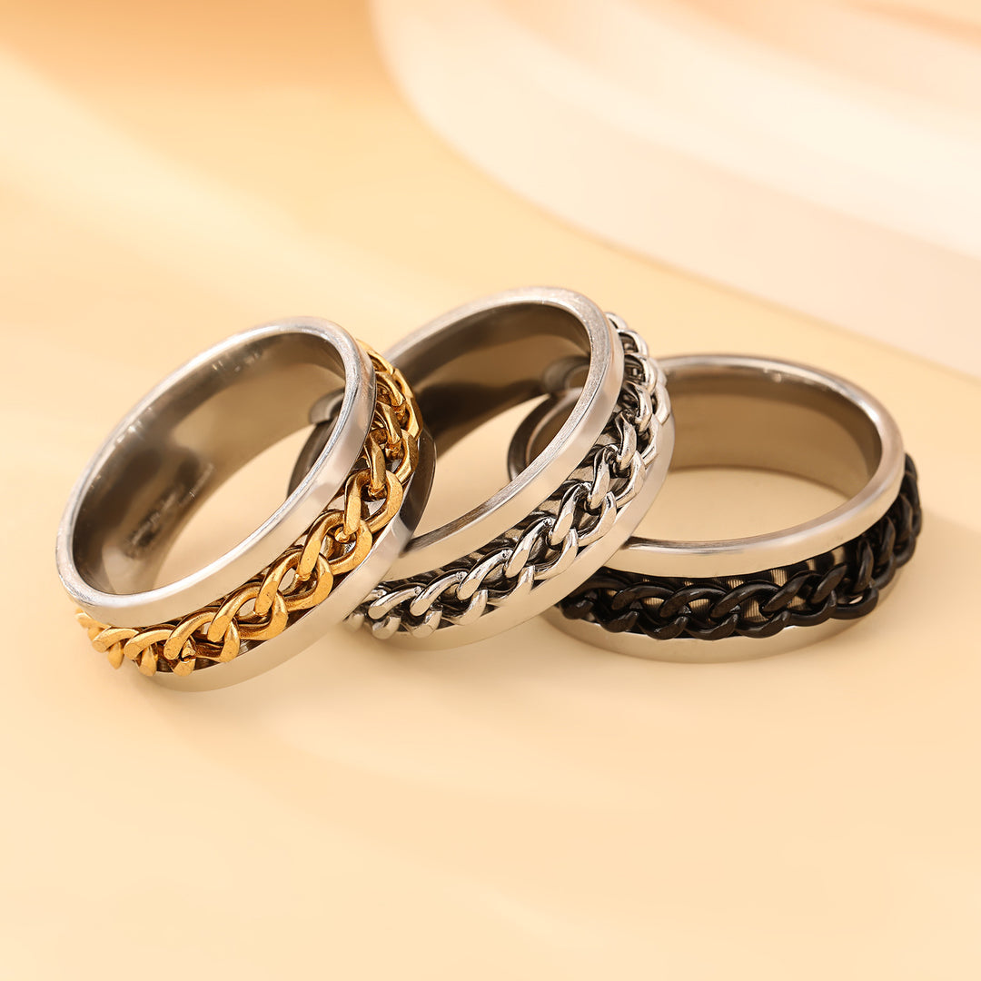 Spinner Ring with Inlaid Chain