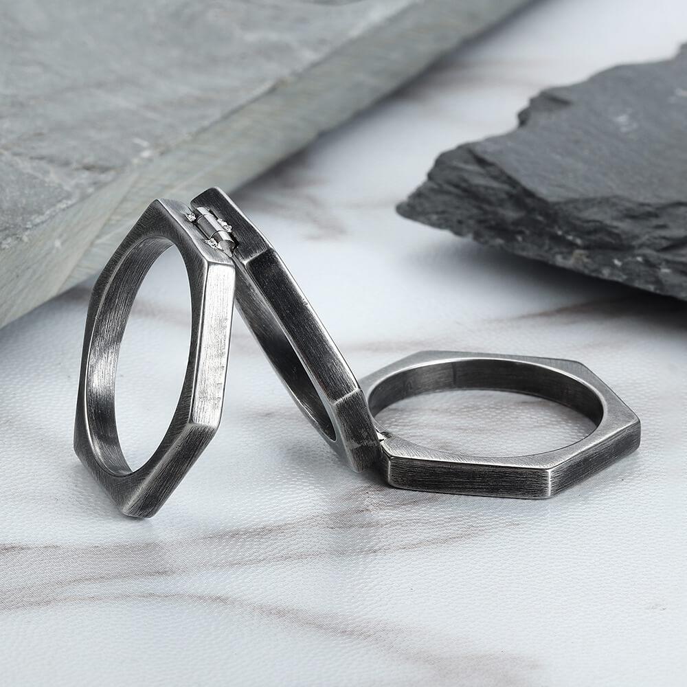 Retro Hexagonal Folding Stainless Steel Men&