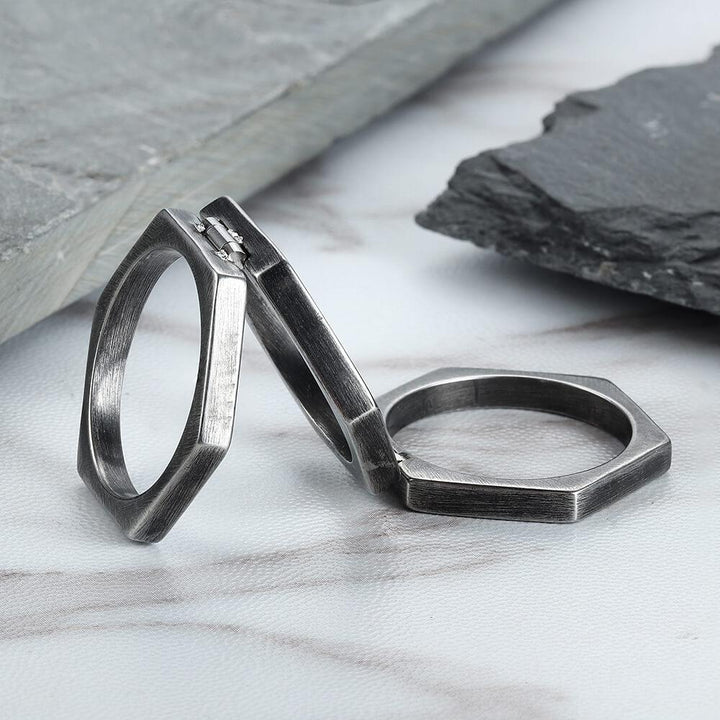Retro Hexagonal Folding Stainless Steel Men&