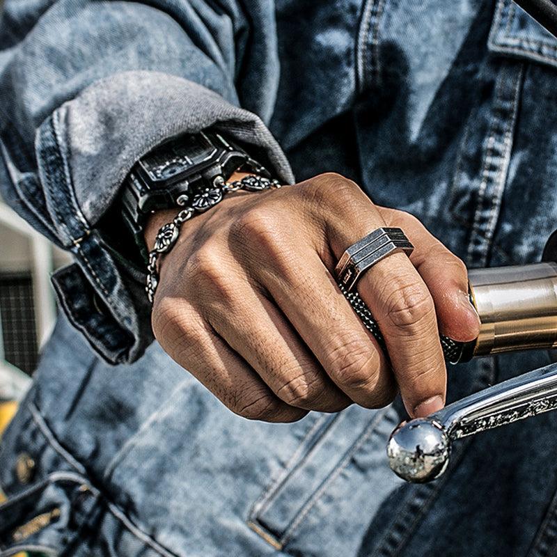 Retro Hexagonal Folding Stainless Steel Men&