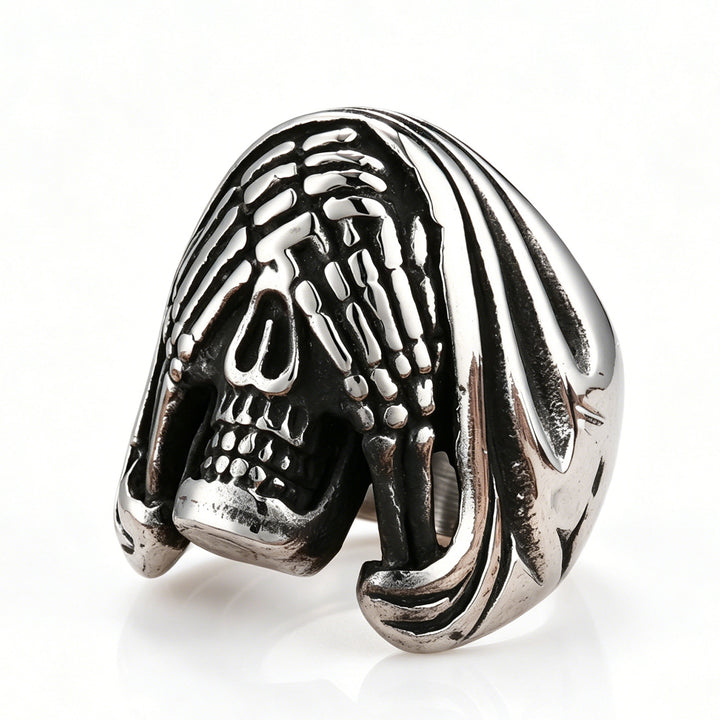 Vintage-style distressed skull ring