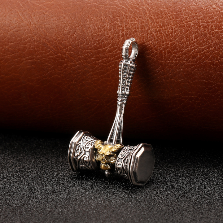 Retro Norway Viking Skull Hammer Charm Necklace