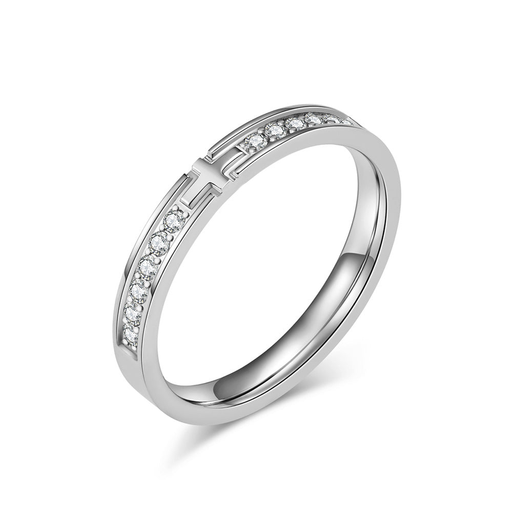 Cross Paved Band Ring
