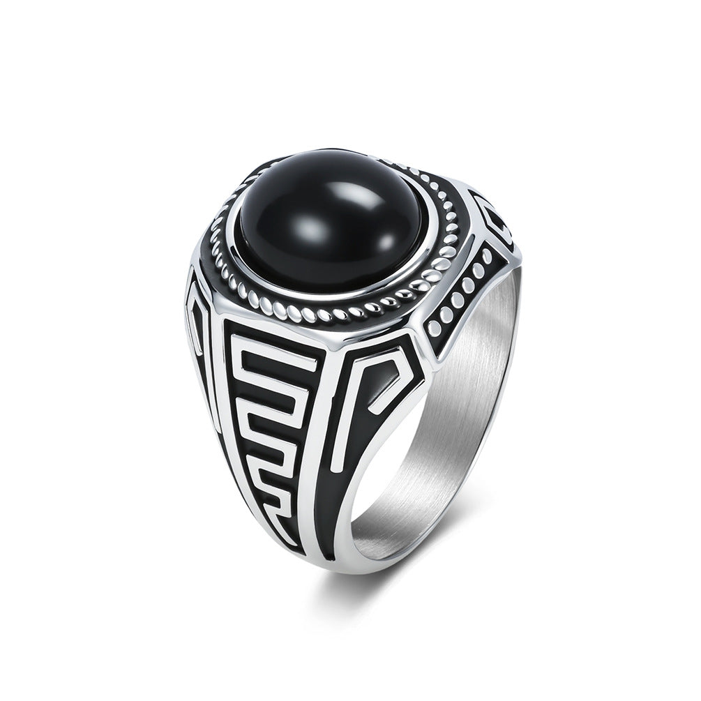 Black Stone Titanium Ring