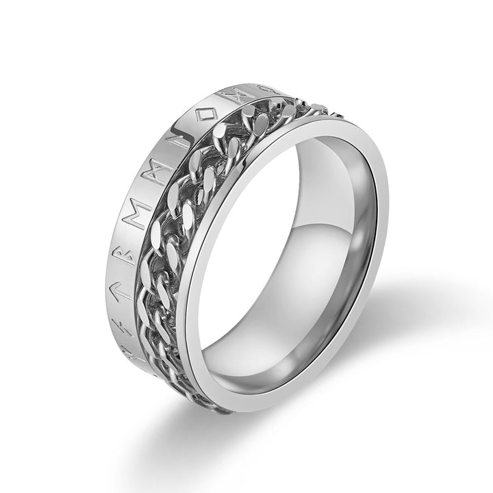 Rotatable Viking Rune Chain Titanium Steel Ring