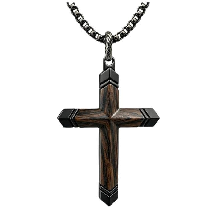 Solid wood cross necklace