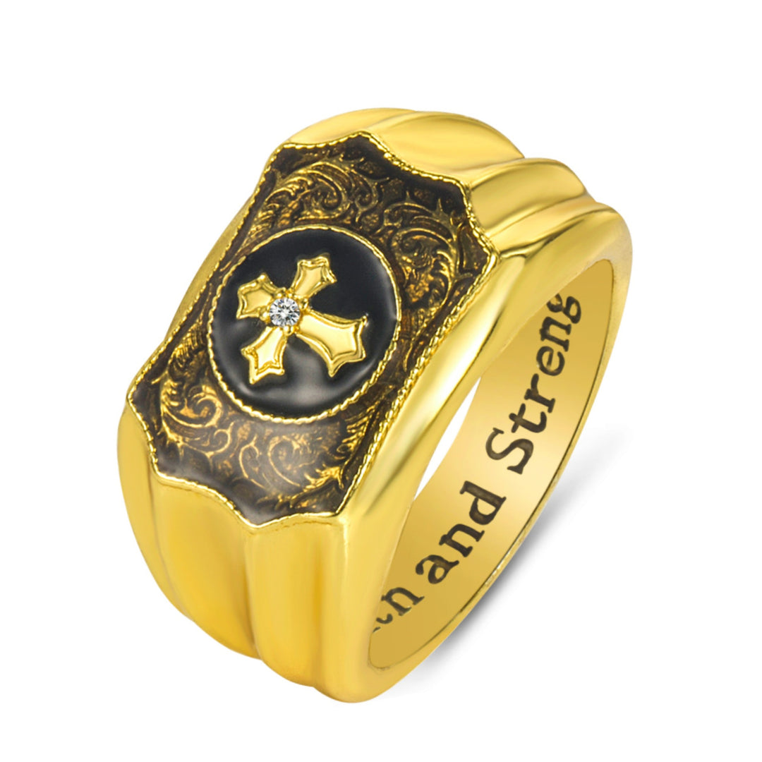 Faith Cross Carved Signet Ring