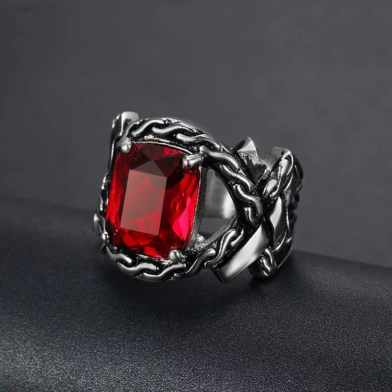 Twisted square gemstone ring