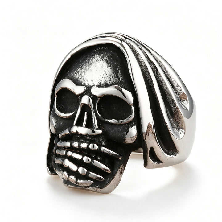 Vintage-style distressed skull ring