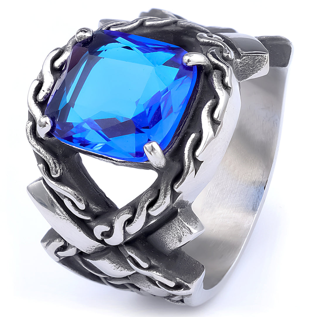 Twisted square gemstone ring
