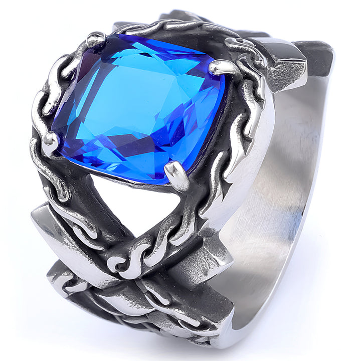 Twisted square gemstone ring