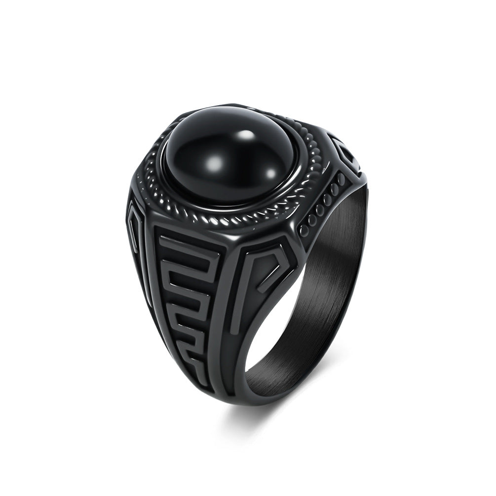 Black Stone Titanium Ring