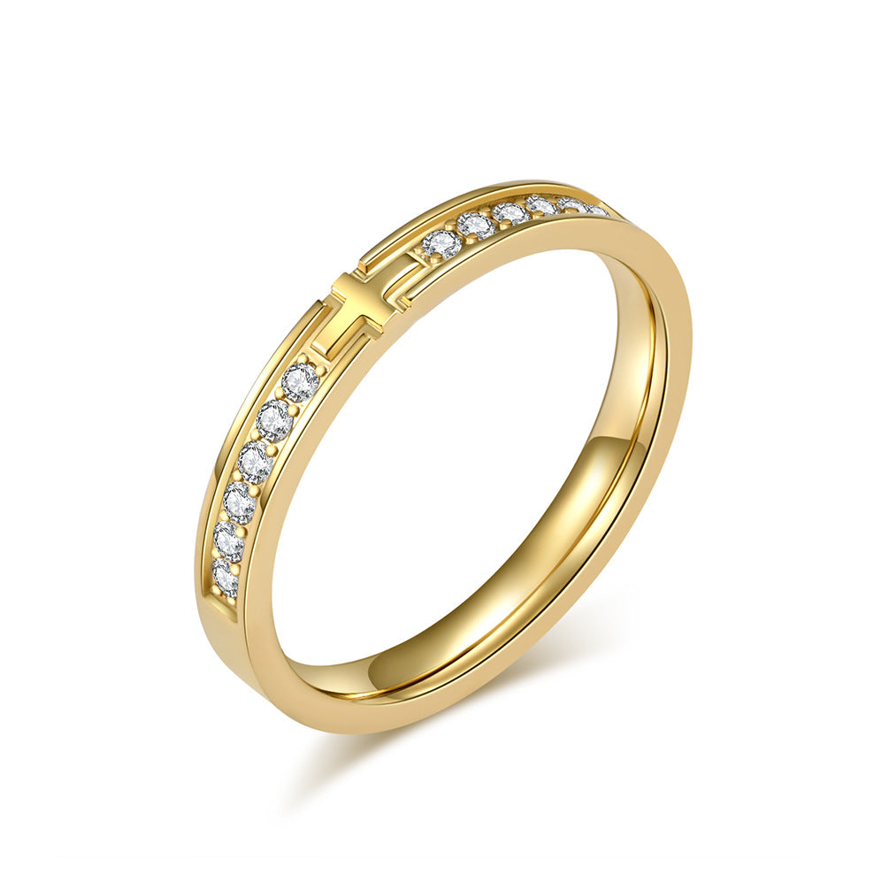 Cross Paved Band Ring