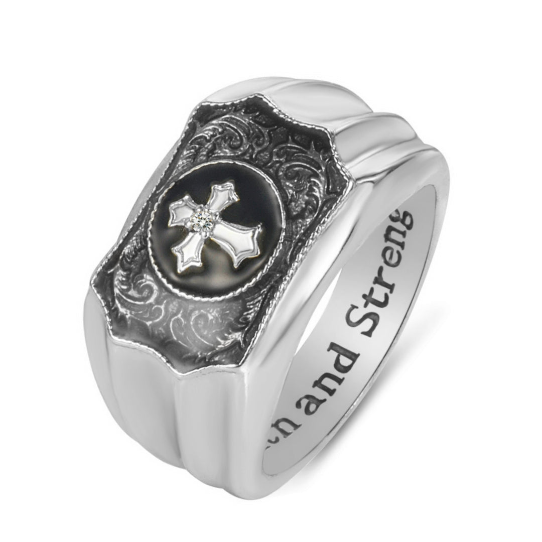 Faith Cross Carved Signet Ring