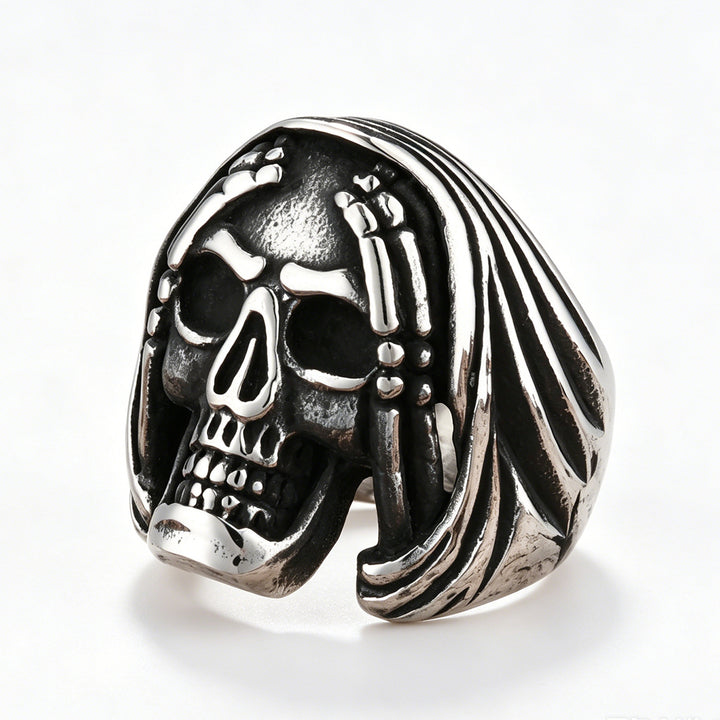 Vintage-style distressed skull ring