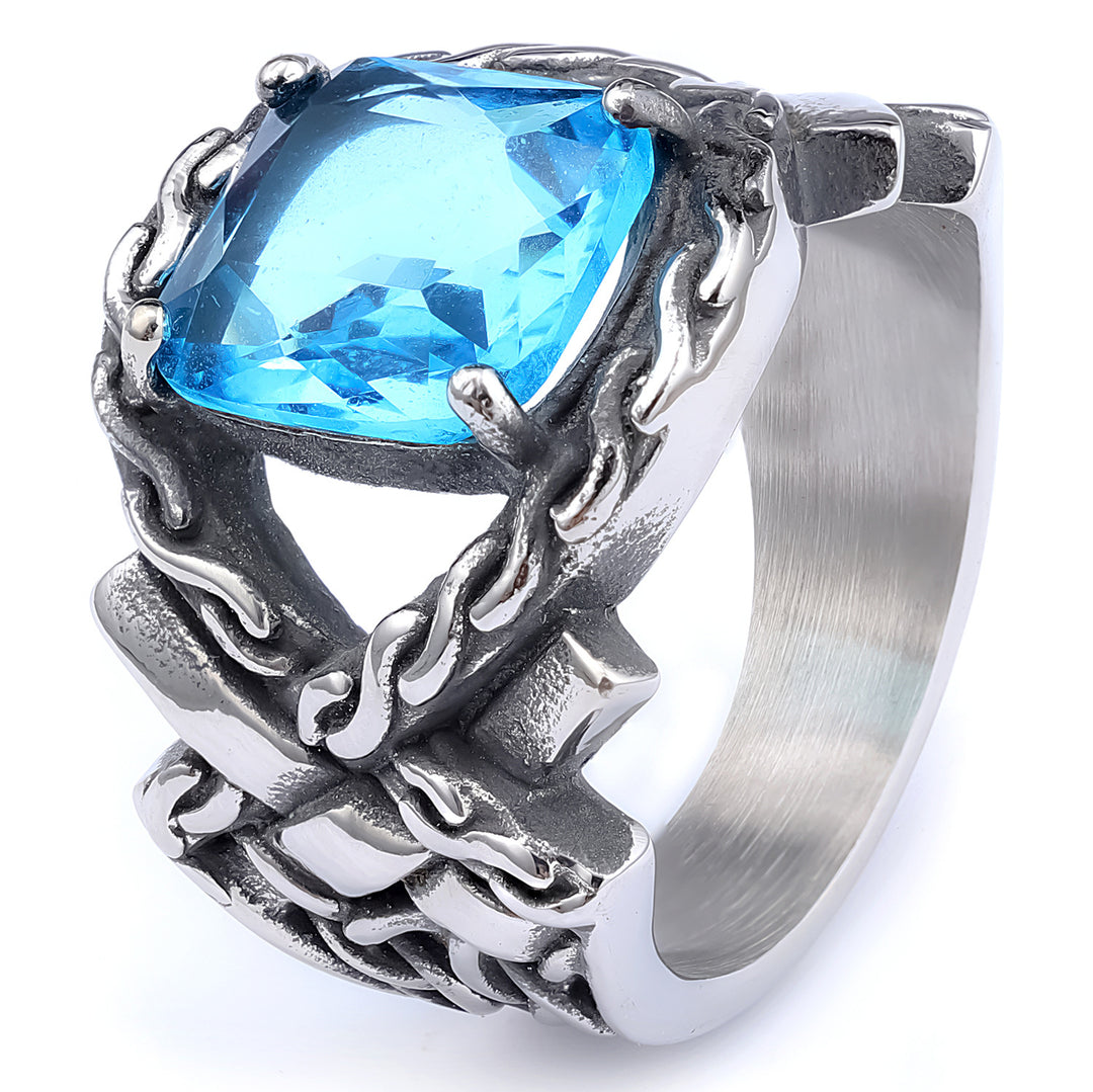 Twisted square gemstone ring