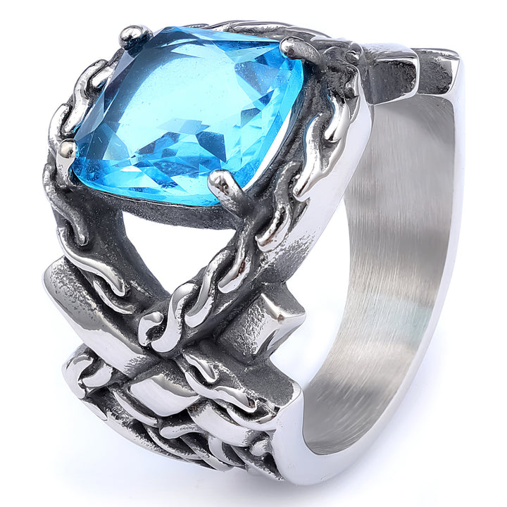 Twisted square gemstone ring