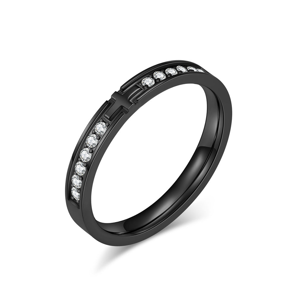 Cross Paved Band Ring