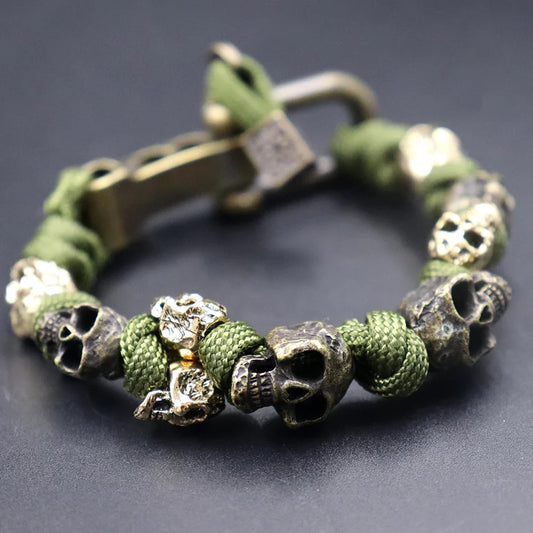 Sterling Silver Skull Army Premium Paracord Bracelet