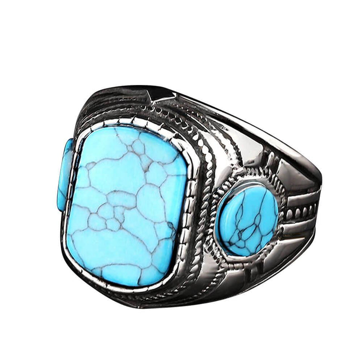 Vintage Turquoise Stainless Steel Stone Ring