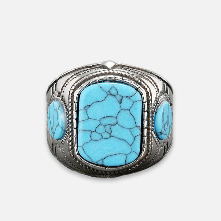Vintage Turquoise Stainless Steel Stone Ring