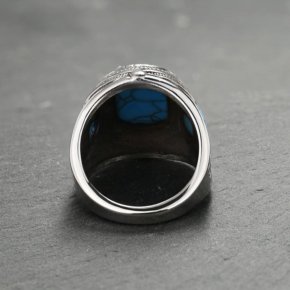 Vintage Turquoise Stainless Steel Stone Ring