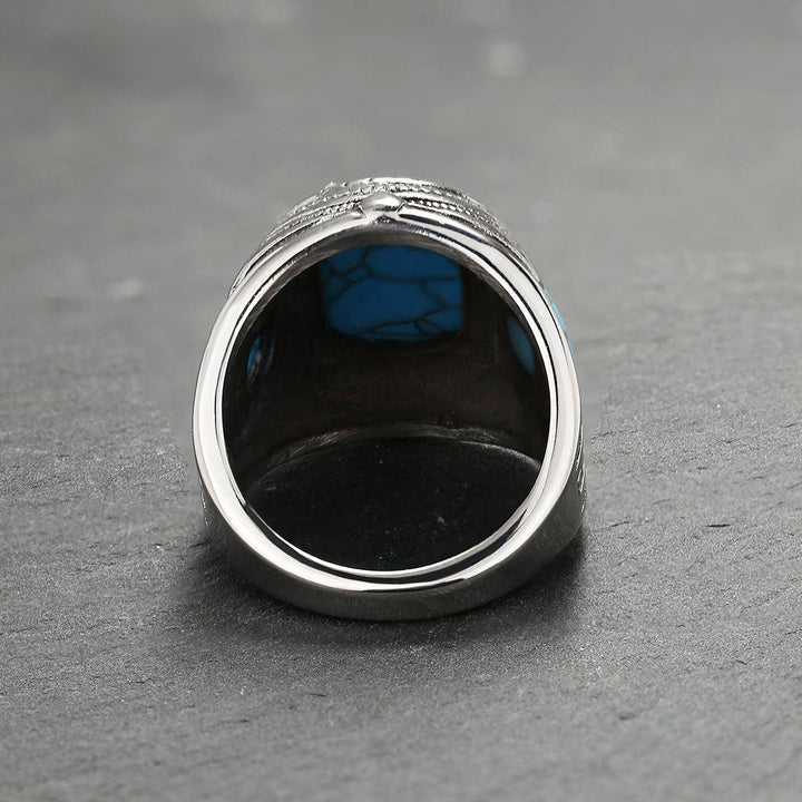 Vintage Turquoise Stainless Steel Stone Ring