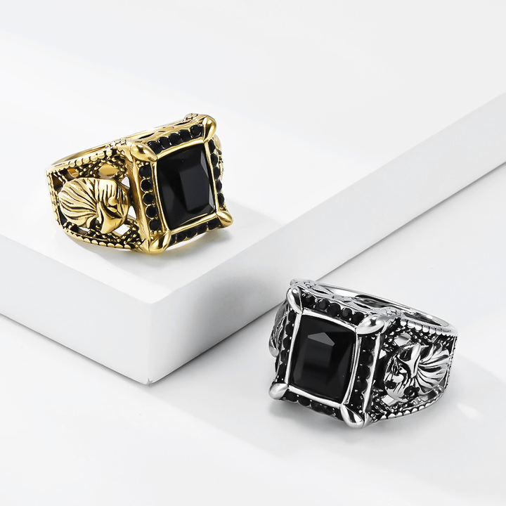 Vintage square black onyx signet ring
