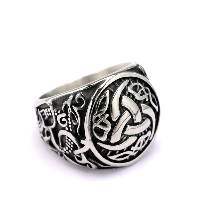 Retro Norse Trinity Celtic Knot Signet Ring