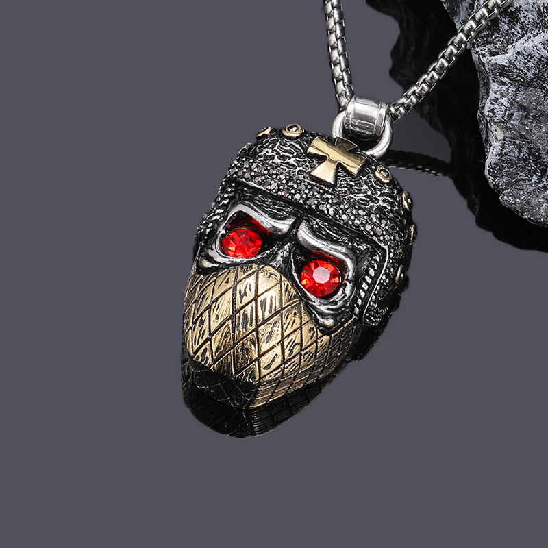Knights Templar Skull Red Eye Pendant