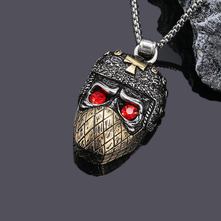 Knights Templar Skull Red Eye Pendant